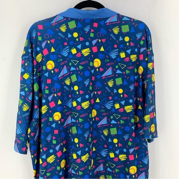 Roadies Mens XL Golf Polo Shirt Multicolor Geometric Short Sleeve 90’s Retro - Picture 10 of 10
